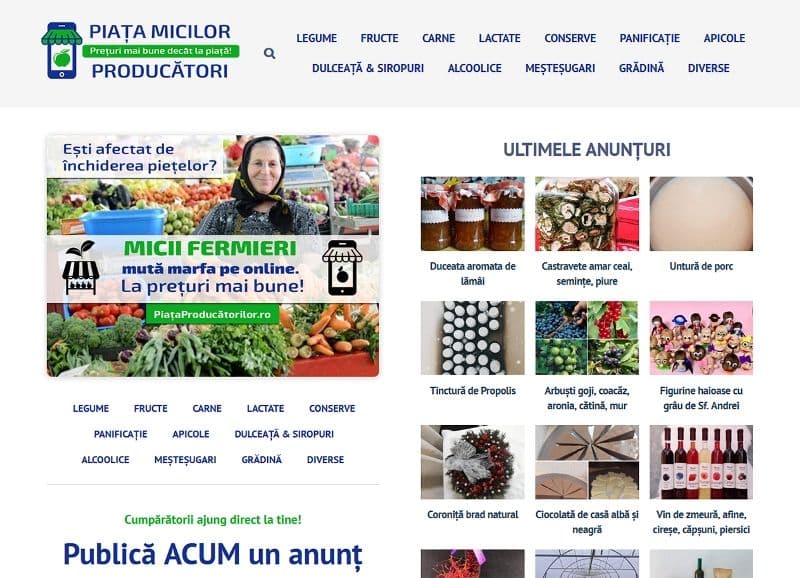 Prima platformă online deschisă micilor fermieri - PiataProducatorilor.ro - Prețuri mai bune decât la piață!