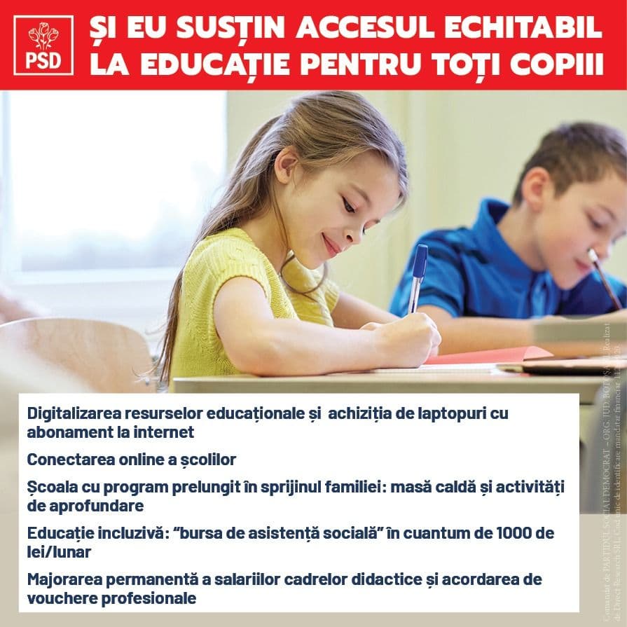 PSD la guvernare va readuce școlile la viață, va proteja elevii și cadrele didactice, asigurând acces egal și neîngrădit la educație