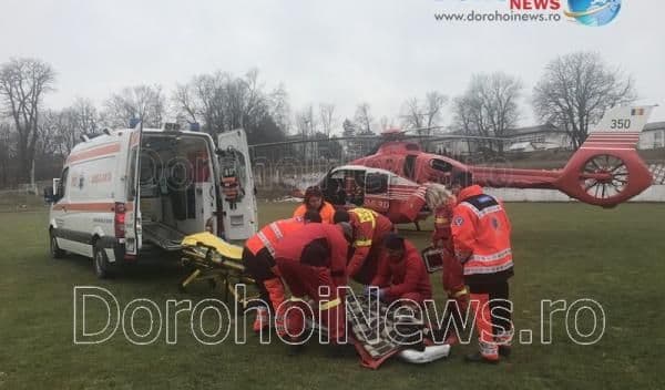 Femeie preluată de urgență cu elicopterul SMURD de la Dorohoi