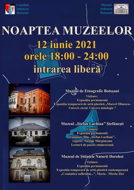 Muzeul de Ştiintele Naturii Dorohoi va permite accesul gratuit al vizitatorilor în cadrul „Nopții Muzeelor” 2021