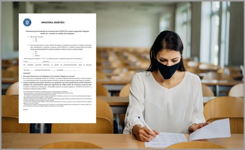 Cum arată chestionarul pentru vaccinarea elevilor minori, lansat de Ministerul Educației