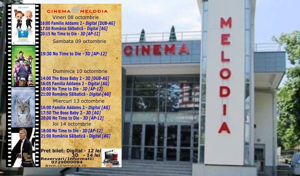Vezi ce filme vor rula la Cinema „MELODIA” Dorohoi, în săptămâna 8 – 14 octombrie – FOTO