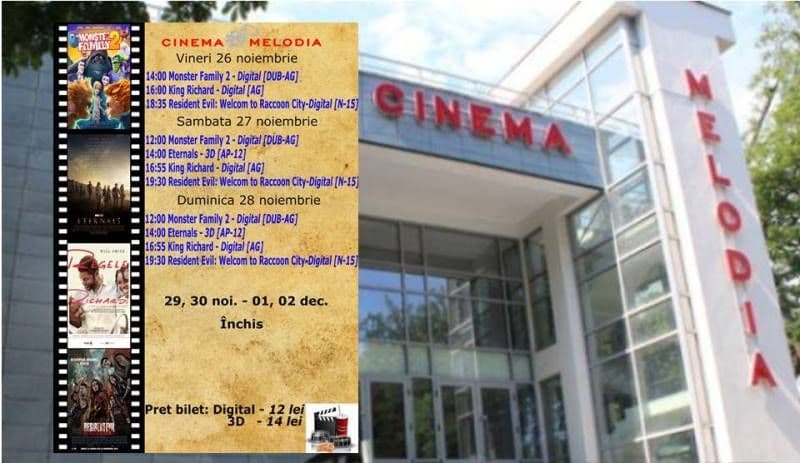 Vezi ce filme vor rula la Cinema „MELODIA” Dorohoi, în săptămâna 26 noiembrie – 2 decembrie – FOTO