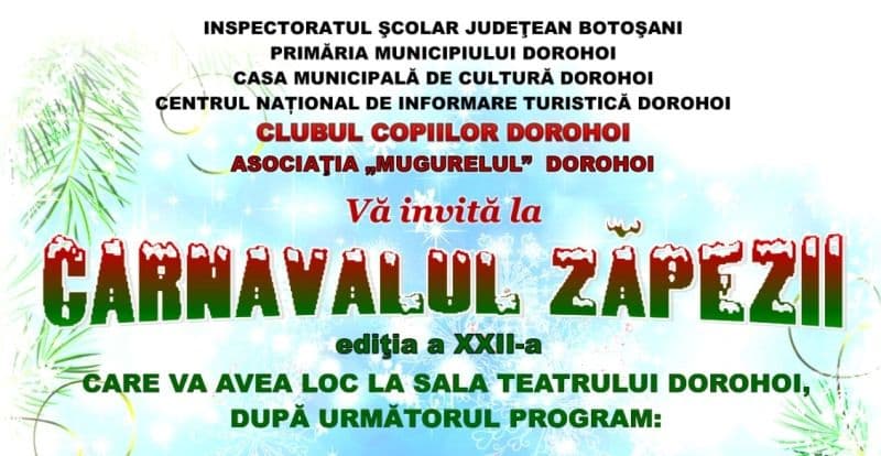 Clubul Copiilor Dorohoi organizează „Carnavalul Zăpezii”, ediția a XXII-a