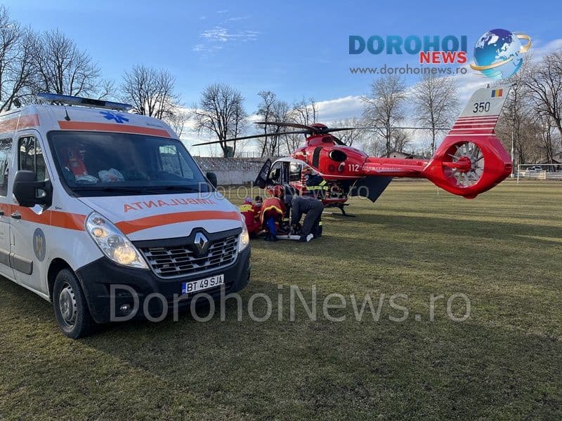 Elicopter SMURD solicitat la Dorohoi pentru o femeie care a suferit un infarct – FOTO