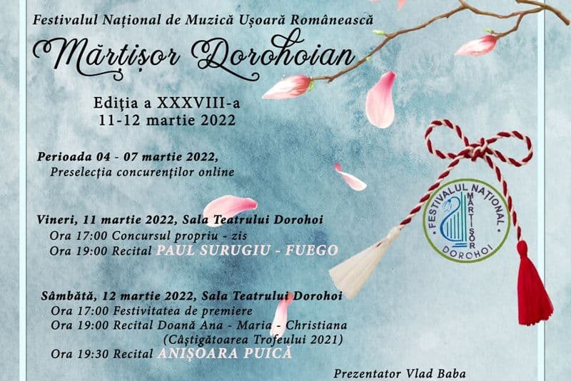 Festivalul concurs de muzică uşoară „Mărţişor dorohoian” a ajuns la cea de-a XXXVIII-a ediţie