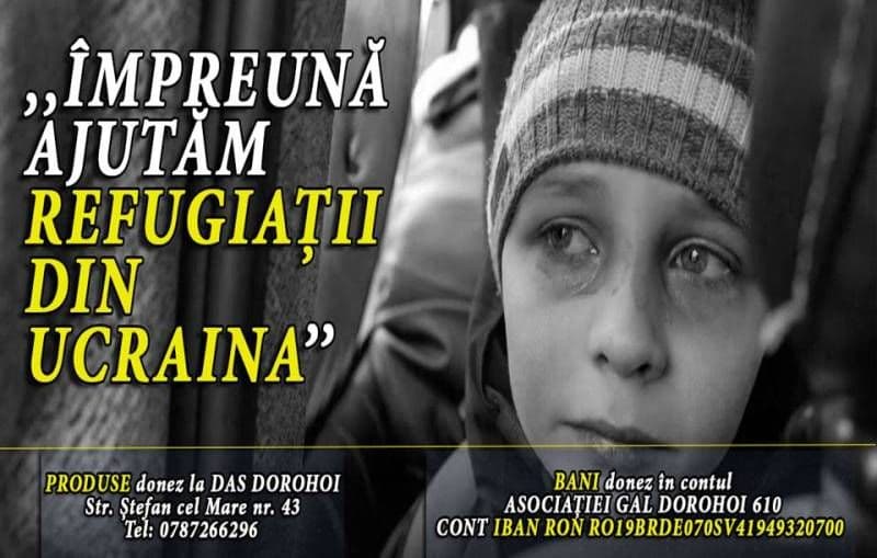 Dorohoienii pot fi alături de refugiații ucrainieni în campania „Împreună ajutăm refugiații din Ucraina”