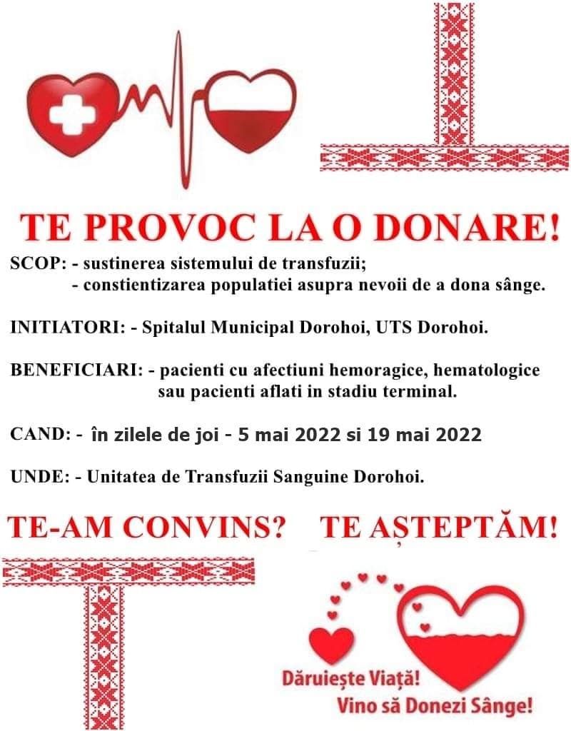 Campanie de donare de sânge reluată la Spitalul Municipal Dorohoi. Vezi când poți dona și care sunt criteriile donatorilor!