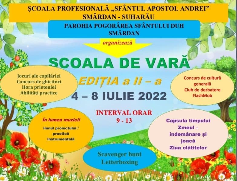 Debut pentru Școala de vară la Școala Profesională „Sfântul Apostol Andrei” Smârdan