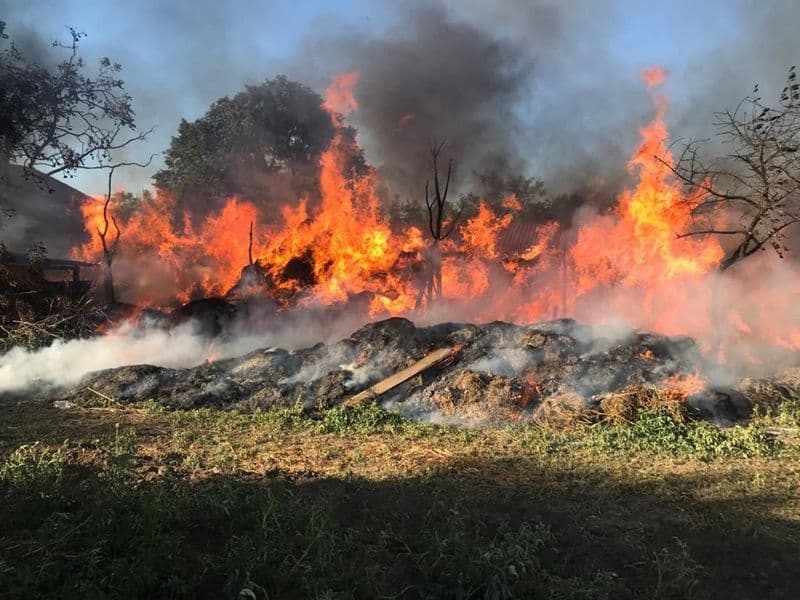 Incendiu puternic la Brăești! Un saivan, o magazie și 70 de tone de furaje au fost distruse de foc - FOTO