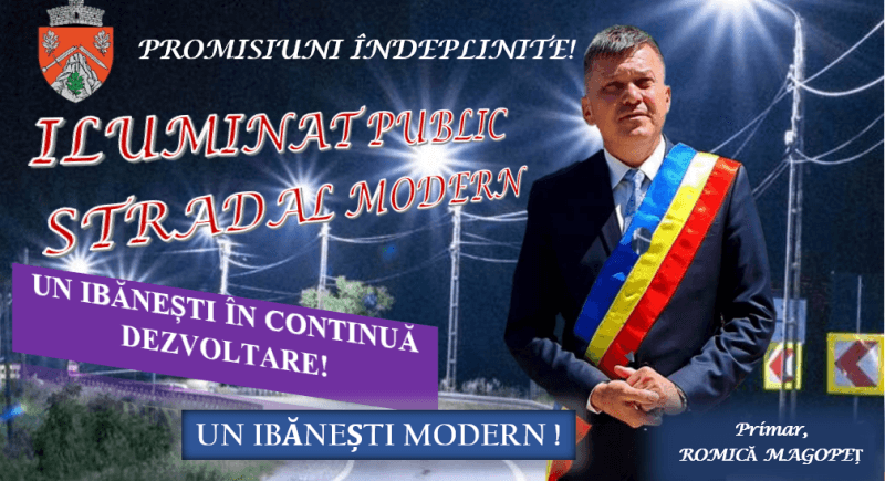 Continuă dezvoltarea Ibăneștiului - luminat public stradal modern în toată comuna