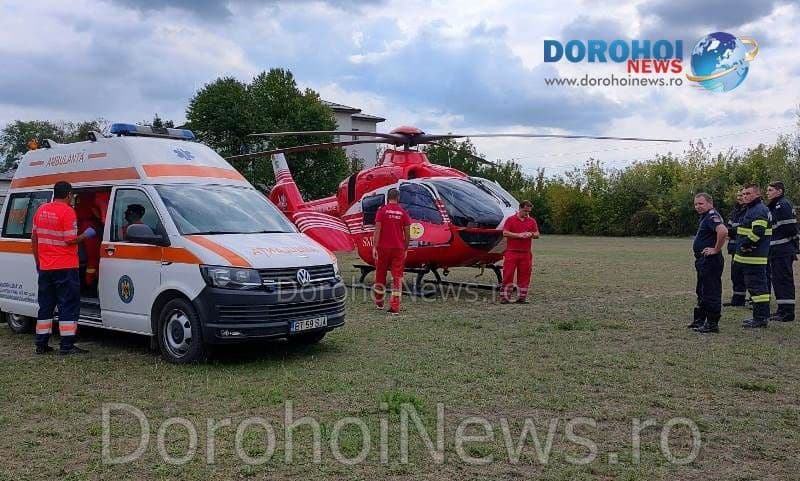 Bărbat cu probleme cardiace preluat de elicopterul SMURD de la Dorohoi - FOTO