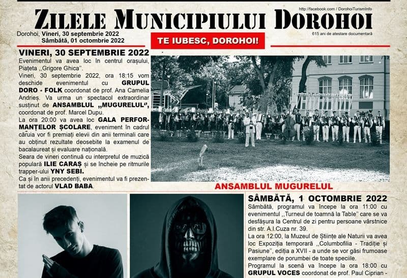 Zilele Municipiului Dorohoi 2022 – Vezi programul complet al evenimentelor!