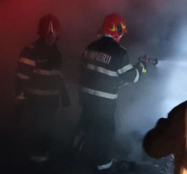 Depozit de material lemnos cuprins de un incendiu puternic. Pompierii botoșăneni au intervenit
