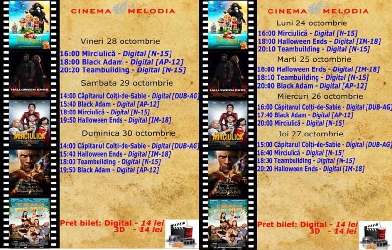 Vezi ce filme vor rula la Cinema „MELODIA” Dorohoi, în săptămâna 24-30 octombrie