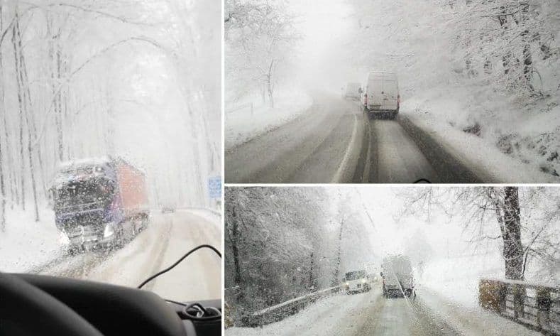 Drum Național ce tranzitează județul Botoșani, blocat din cauza ninsorii