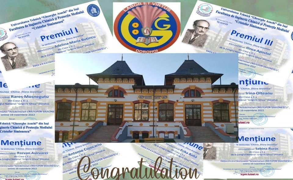 Colegiul Național „Grigore Ghica”, performanță și tradiție la chimie