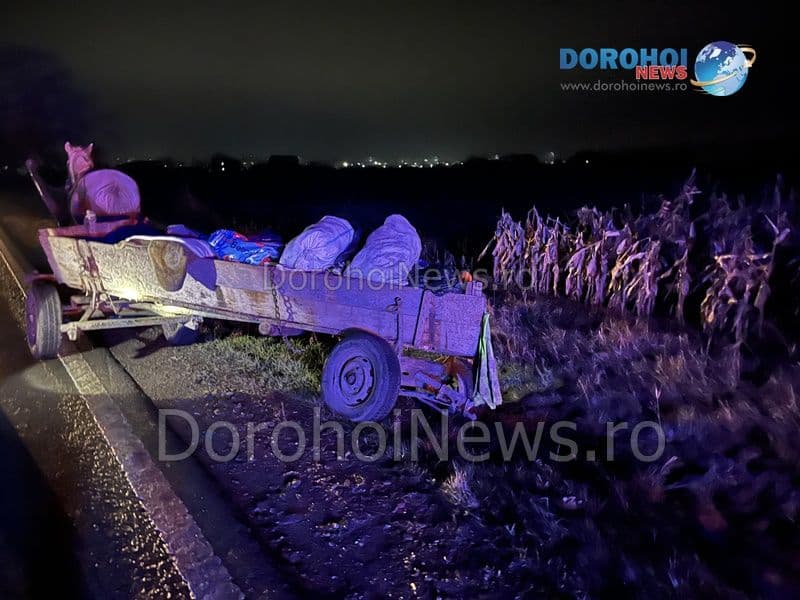 Accident! Căruță lovită de un autoturism în apropiere de Brăești – FOTO