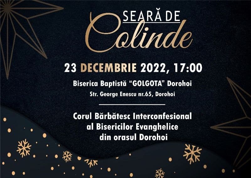 Seară de colinde organizată la Biserica Baptistă „Golgota” din Dorohoi
