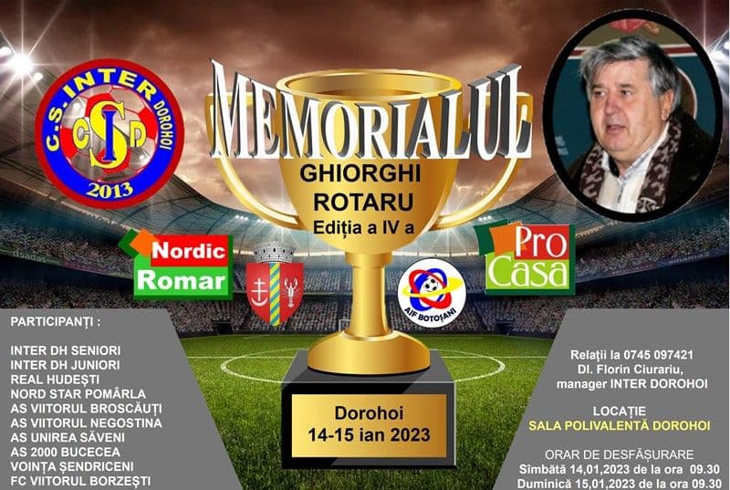 Memorialul de fotbal Ghiorghi ROTARU, ediția a IV-a, organizat la Sala Polivalentă din Dorohoi