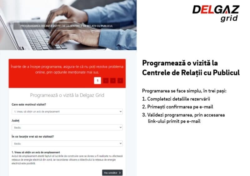 Programări online pentru vizita la Centrele de Relații cu Publicul Delgaz Grid