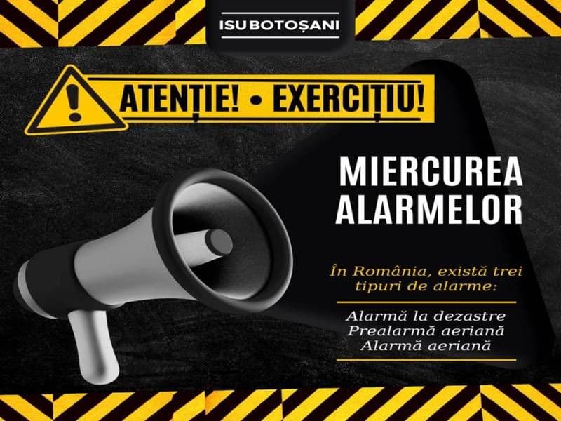 Exercițiu de alarmare publică „MIERCUREA ALARMELOR”