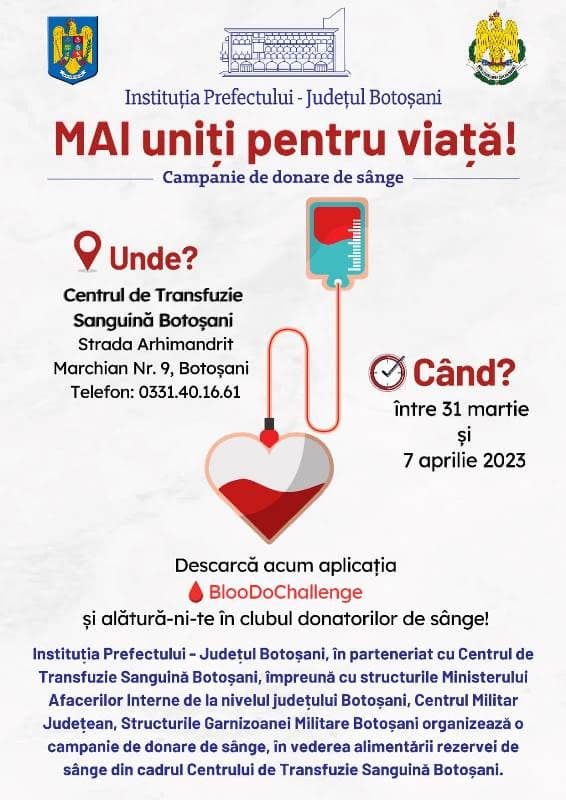 Campanie de donare de sânge „MAI uniți pentru viață”
