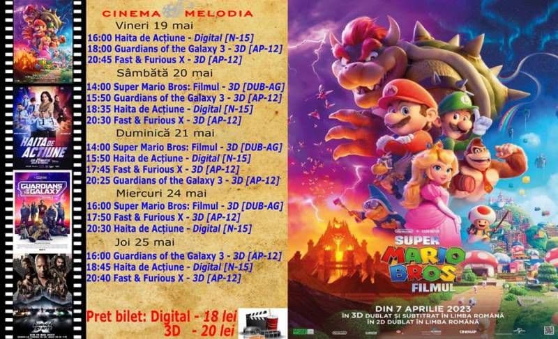 Vezi ce filme vor rula la Cinema „MELODIA” Dorohoi, în perioada 19-28 mai