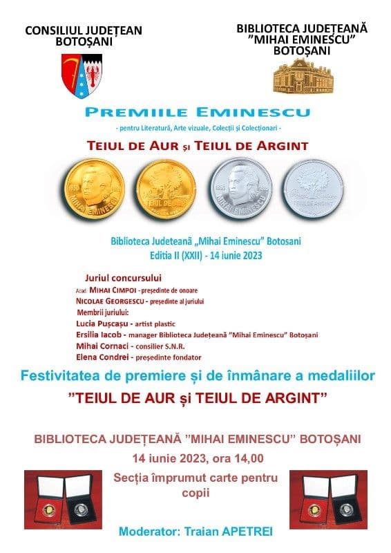 14 – 16 Iunie: Biblioteca Județeană Botoșani vă invită la Zilele Eminescu 2023