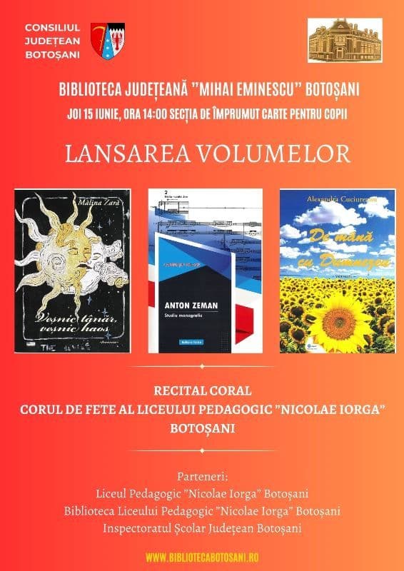 Triplă lansare de carte joi, la Biblioteca Județeană Botoșani