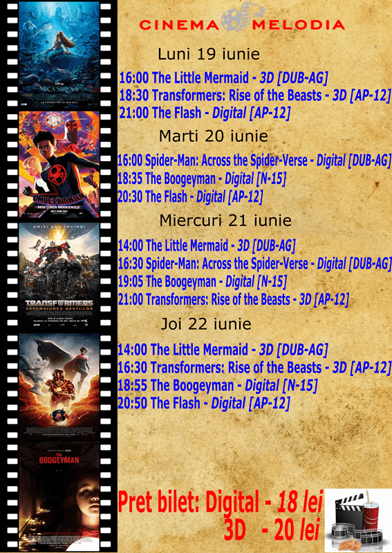Vezi ce filme vor rula la Cinema „MELODIA” Dorohoi, în săptămâna 19-25 iunie 2023! – FOTO