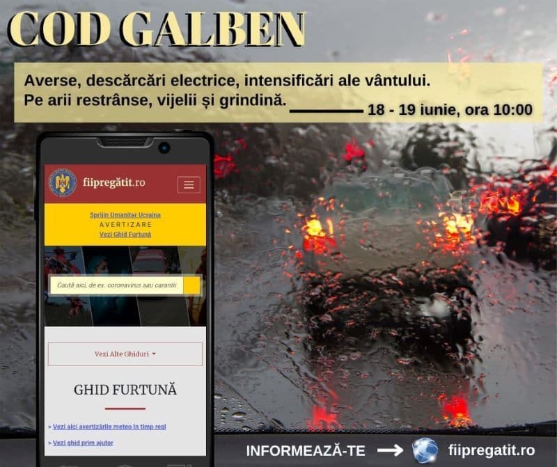 Cod galben de instabilitate atmosferică temporar accentuată pentru județul Botoșani