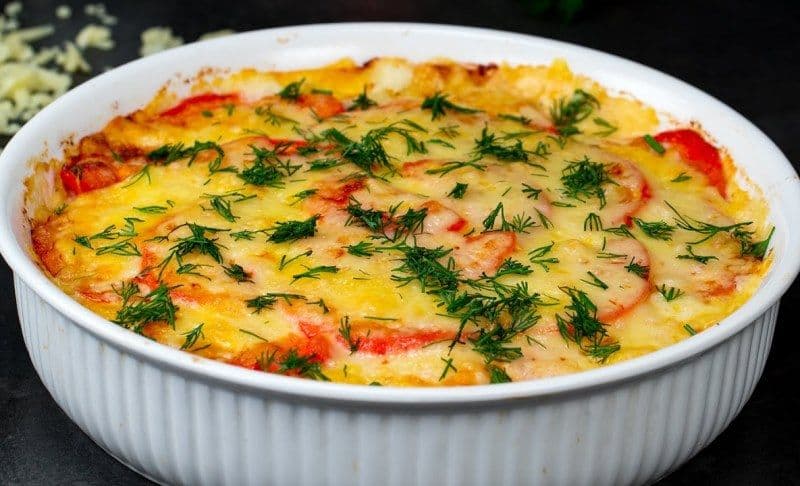 Budincă din piept de pui cu legume