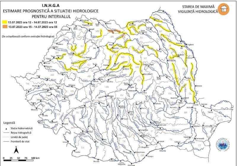 Cod Galben de inundații pe râul Jijia și afluenții lui
