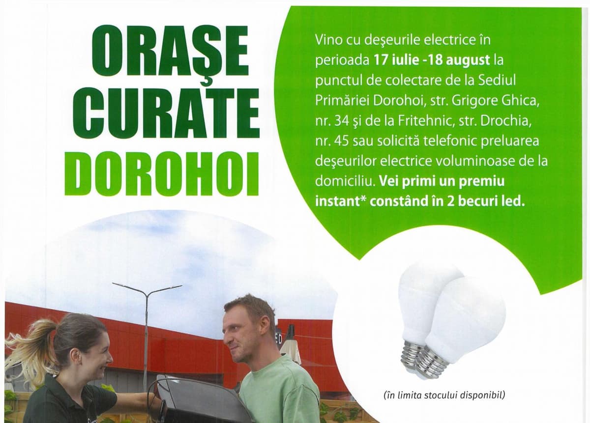 Campania „Orașe Curate” este demarată de Primăria Dorohoi