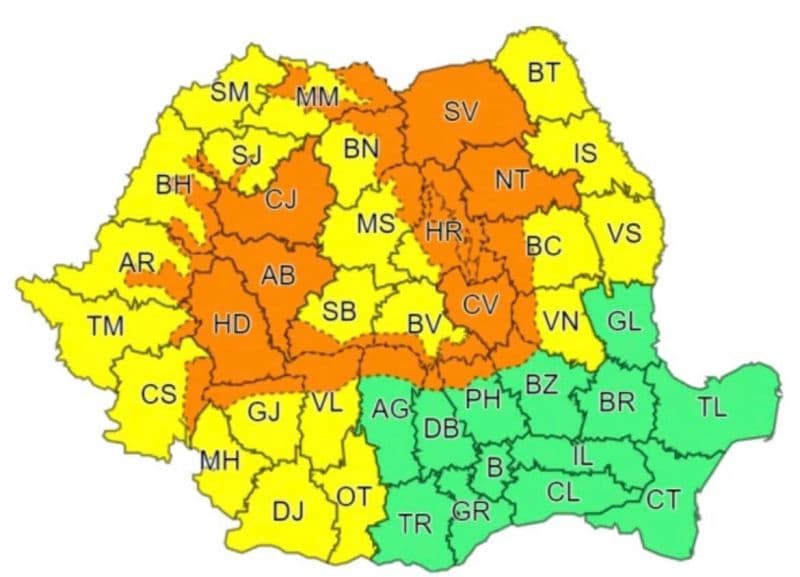 Avertizare COD GALBEN de instabilitate atmosferică pentru județul Botoșani