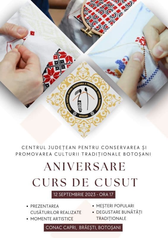 Curs de cusut ii organizat la Brăești. Vor fi prezente cele trei Tezaure Umane Vii ale județul Botoșani