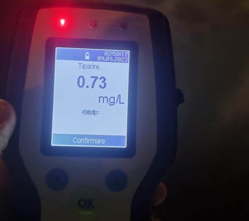 Tânăr depistat cu 0,73 mg/l alcool pur în aerul expirat, scos din trafic de polițiști