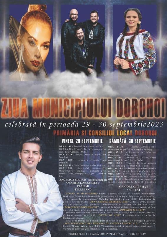 A fost stabilit programul pentru Zilele Municipiului Dorohoi 2023. Vezi cine va urca pe scenă!