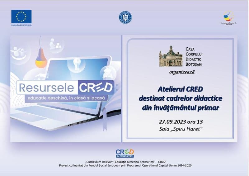 Curs de formare pentru profesori „Resursele CRED: educație deschisă, în clasă și acasă”, organizat de CCD Botoșani