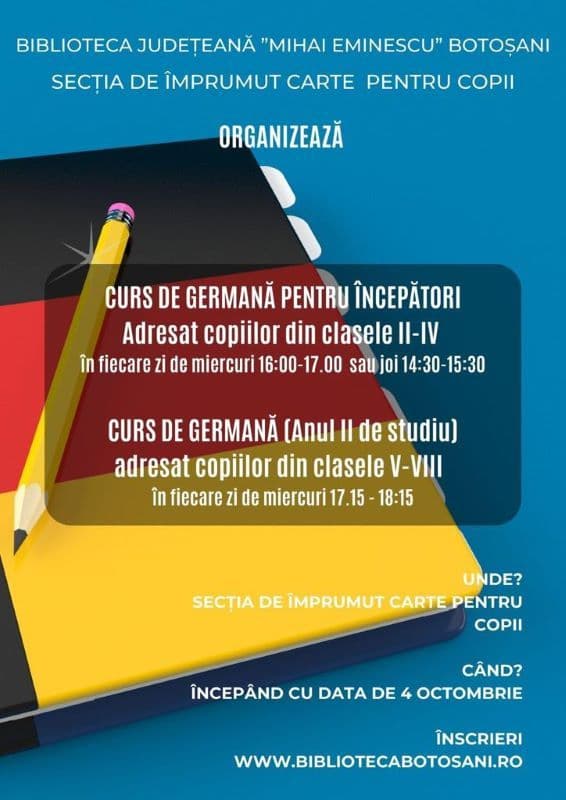 Cursuri de limba germană organizate de Biblioteca Județeană „Mihai Eminescu” Botoșani