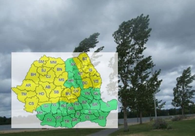 Meteorologii au emis o atenționare COD GALBEN de vânt pentru județul Botoșani