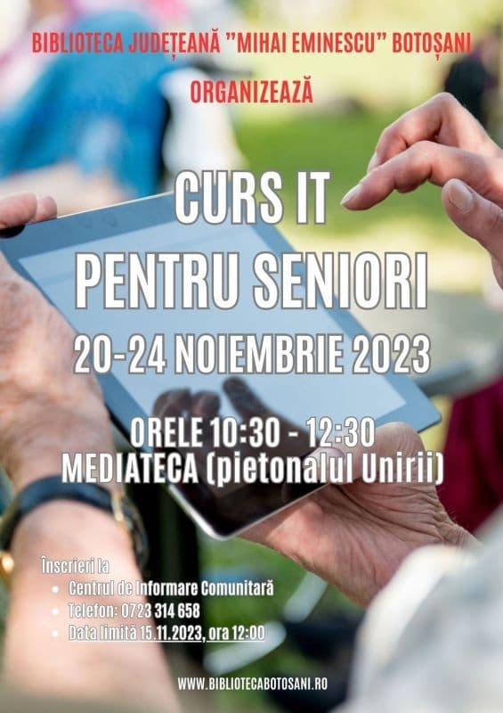 Biblioteca Județeană Botoșani reia cursurile de IT pentru seniori