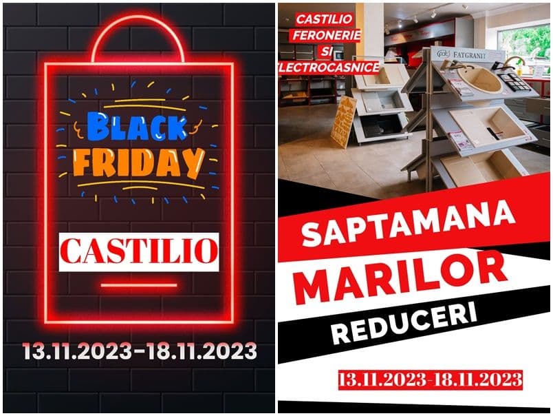 Black Friday la Castilio! Reduceri în perioada 13-18 noiembrie la feronerie, materiale de construcții și electrocasnice