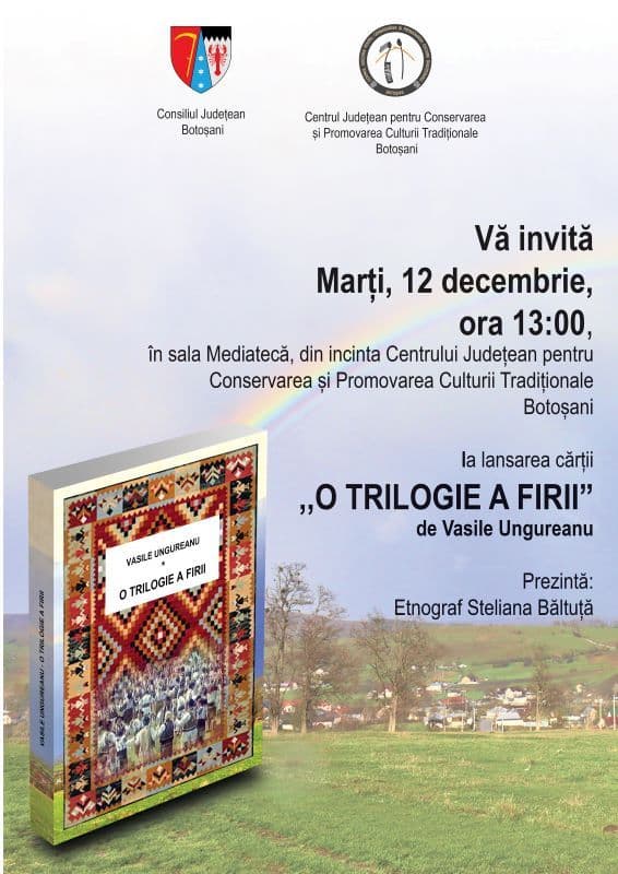 CJCPCT Botoșani anunță lansarea cărții „O trilogie a firii”, autor prof. Vasile Ungureanu