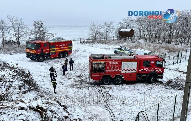 Deșeuri vegetale cuprinse de flăcări la ieșirea din Dorohoi. Pompierii au intervenit pentru stingere - FOTO