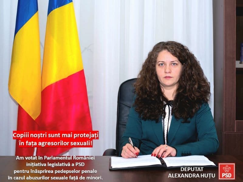 Alexandra Huțu: „Am votat proiectul de lege inițiat de PSD pentru creșterea gradului de protecție a minorilor față de agresiunile sexuale”