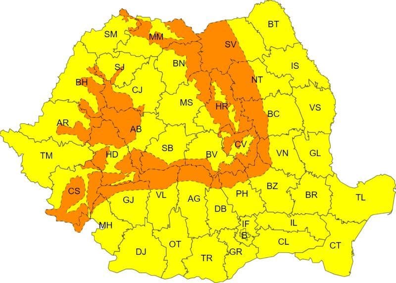 Meteorologii au emis o avertizare COD GALBEN de vânt, viscol și ninsori pentru județul Botoșani
