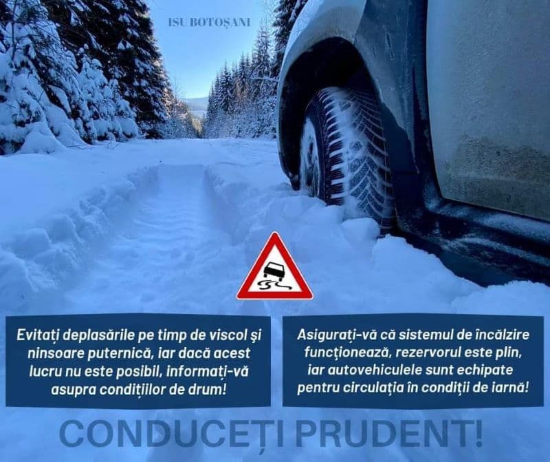 COD GALBEN de intensificări ale vântului, viscol și ninsori pentru județul Botoșani