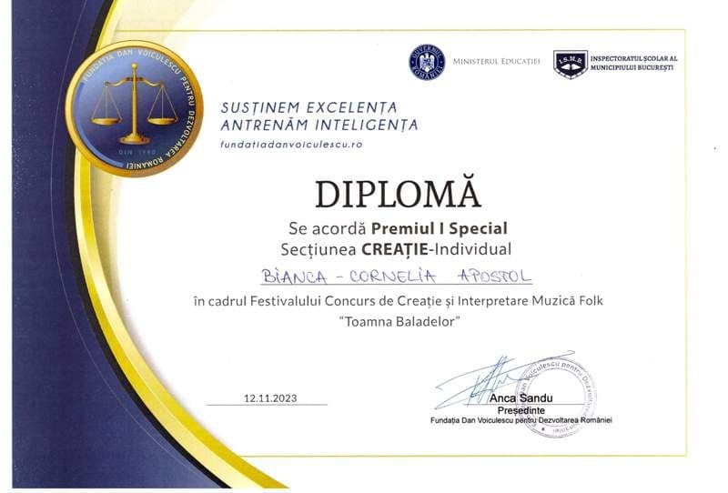 Premiul special  -  APOSTOL BIANCA (creatie) - Festivalul National Toamna Baladelor -.jpeg